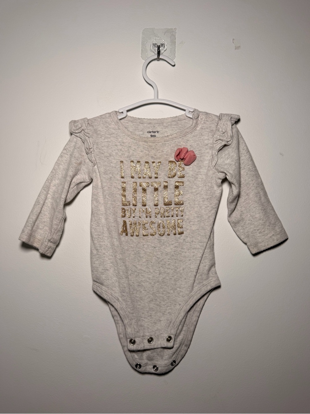 I may be little but im pretty awesome long sleeve bow tie babygirl bodysuit  9m